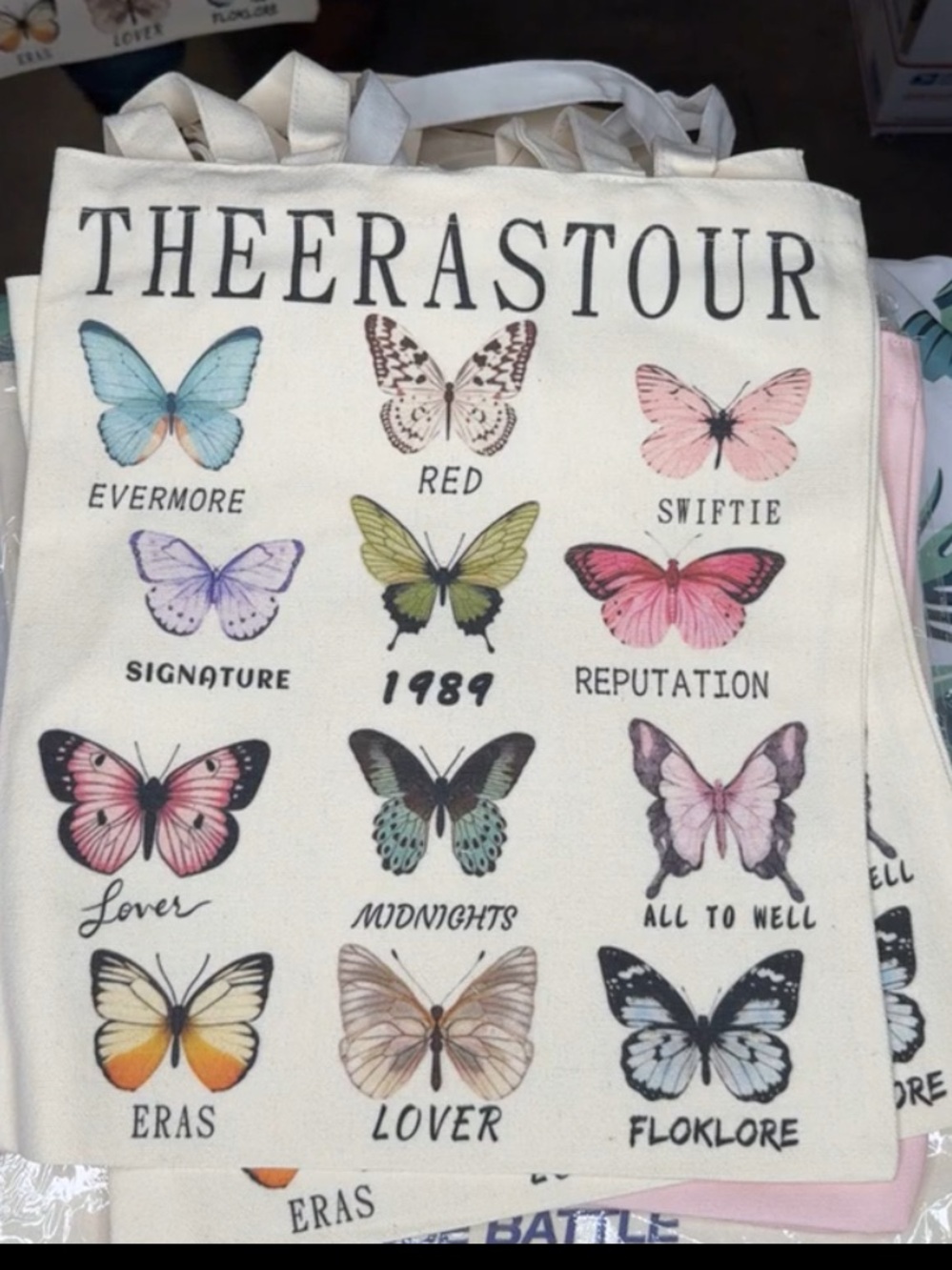 Theerastour Canvas Butterfly Tote Bag in Cream
